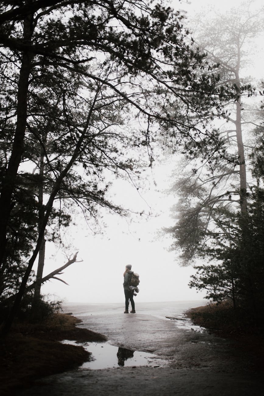 person standing on pathway