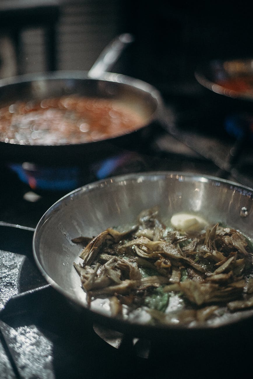 stainless steel bowl with food